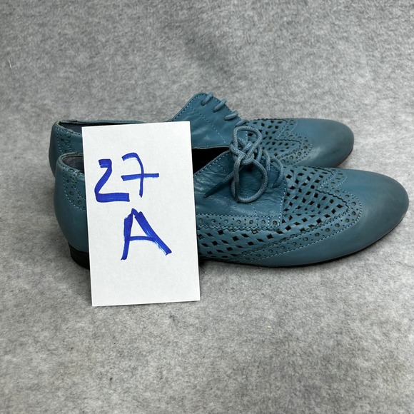 Hotter Comfort Teal Leather Perforated Brogue Oxford Shoes Lace Up Low Heel 8‎ - Picture 9 of 9